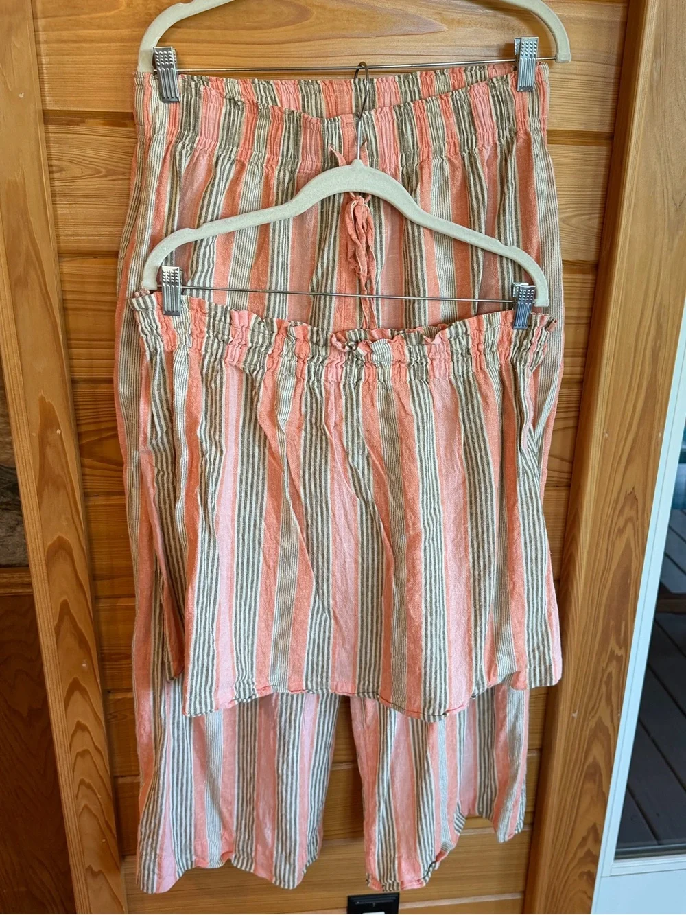 Free People Corfu striped cotton linen set, large, Canyon stripe